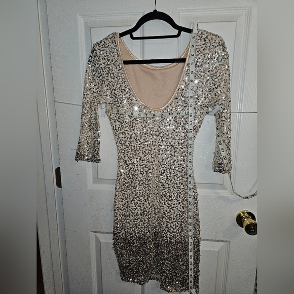 Crystal Doll Champagne Ombre Sequin Dress - Picture 1 of 9